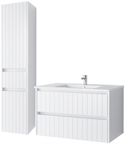 KOMPLET Zestaw Mebli Łazienkowych 3 Elementy MDF BIAŁY LINE 290569