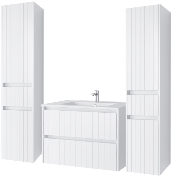 KOMPLET Zestaw Mebli Łazienkowych 4 Elementy MDF BIAŁY LINE 290572