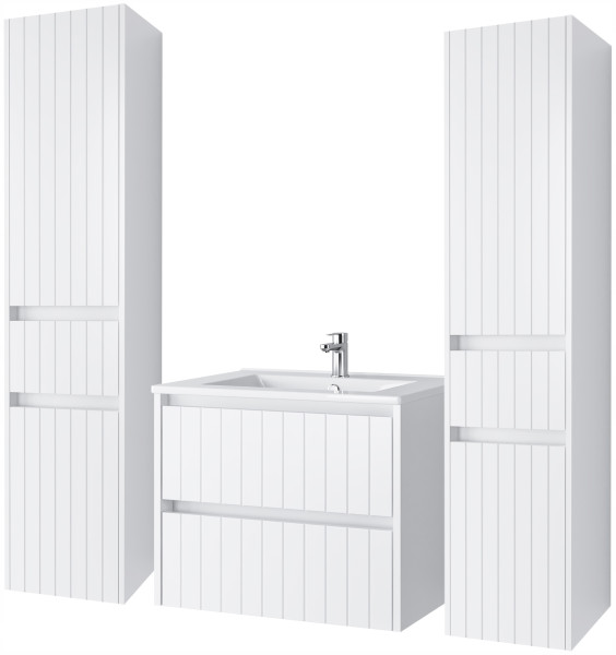 KOMPLET Zestaw Mebli Łazienkowych 4 Elementy MDF BIAŁY LINE 290565