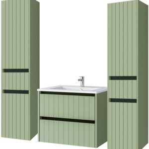 KOMPLET Zestaw Mebli Łazienkowych 4 Elementy MDF ZIELEŃ LINE 290586 KOMPLET Zestaw Mebli Łazienkowych 4 Elementy MDF ZIELEŃ LINE 290586