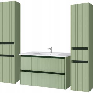 KOMPLET Zestaw Mebli Łazienkowych 4 Elementy MDF ZIELEŃ LINE 290589 KOMPLET Zestaw Mebli Łazienkowych 4 Elementy MDF ZIELEŃ LINE 290589
