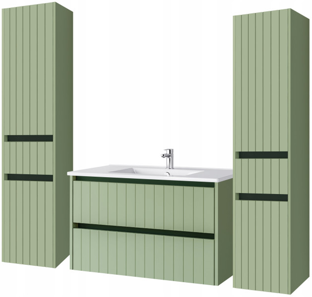KOMPLET Zestaw Mebli Łazienkowych 4 Elementy MDF ZIELEŃ LINE 290589
