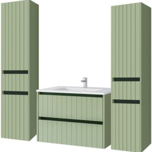 KOMPLET Zestaw Mebli Łazienkowych 4 Elementy MDF ZIELEŃ LINE 290568 KOMPLET Zestaw Mebli Łazienkowych 4 Elementy MDF ZIELEŃ LINE 290568