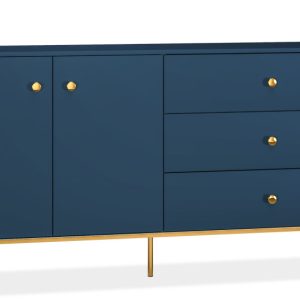 KONSIMO ARICIA Duża komoda 160 cm granatowa ze złotymi elementami elegancka 757260