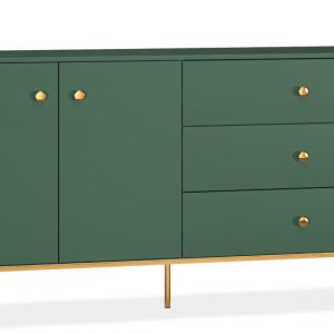 KONSIMO ARICIA Duża komoda 160 cm zielona ze złotymi elementami elegancka 757263