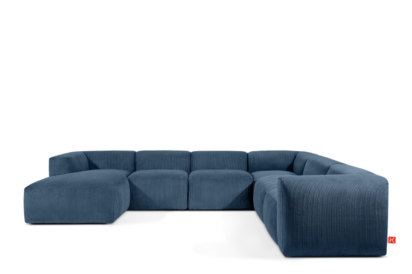 KONSIMO BUFFO Duży miękki narożnik granatowy, kształt U, szer. 356 cm 850046