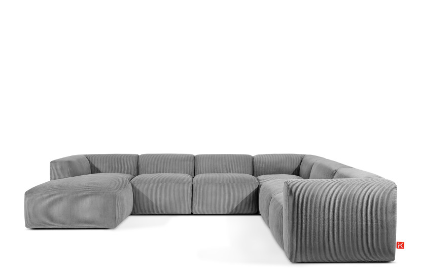 KONSIMO BUFFO Duży miękki narożnik jasnoszary sztruks, szer. 356 cm 850012