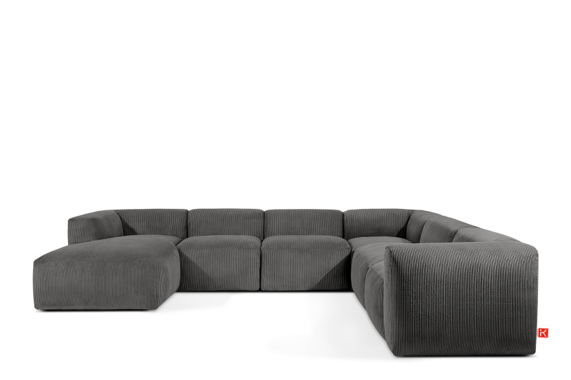 KONSIMO BUFFO Duży miękki narożnik szary, kształt U, szer. 356 cm 850054