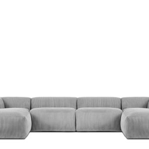 KONSIMO BUFFO Duży Narożnik modułowy, jasnoszary sztruks, kształt U 366744 KONSIMO BUFFO Duży Narożnik modułowy, jasnoszary sztruks, kształt U 366744
