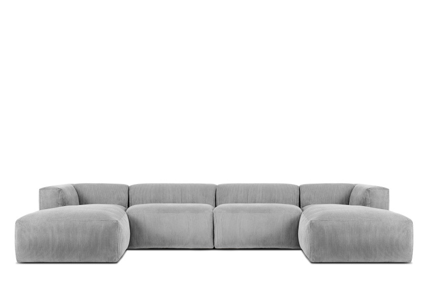 KONSIMO BUFFO Duży Narożnik modułowy, jasnoszary sztruks, kształt U 366744
