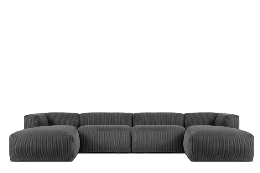 KONSIMO BUFFO Duży Narożnik modułowy, szary sztruks, kształt U 366761