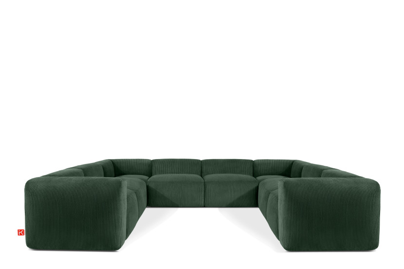 KONSIMO BUFFO Elegancki Narożnik modułowy, ciemna zieleń 352x281 cm 849998