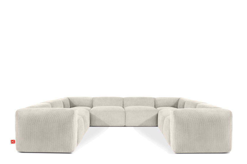 KONSIMO BUFFO Elegancki Narożnik modułowy, kremowy sztruks 352x281 cm 850050