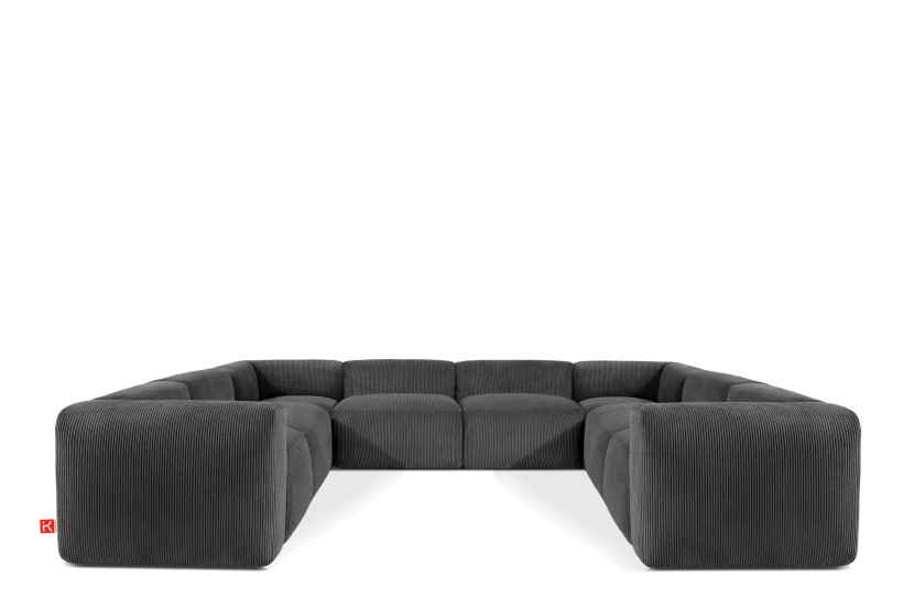 KONSIMO BUFFO Elegancki Narożnik modułowy, szary sztruks 352x281 cm 849997