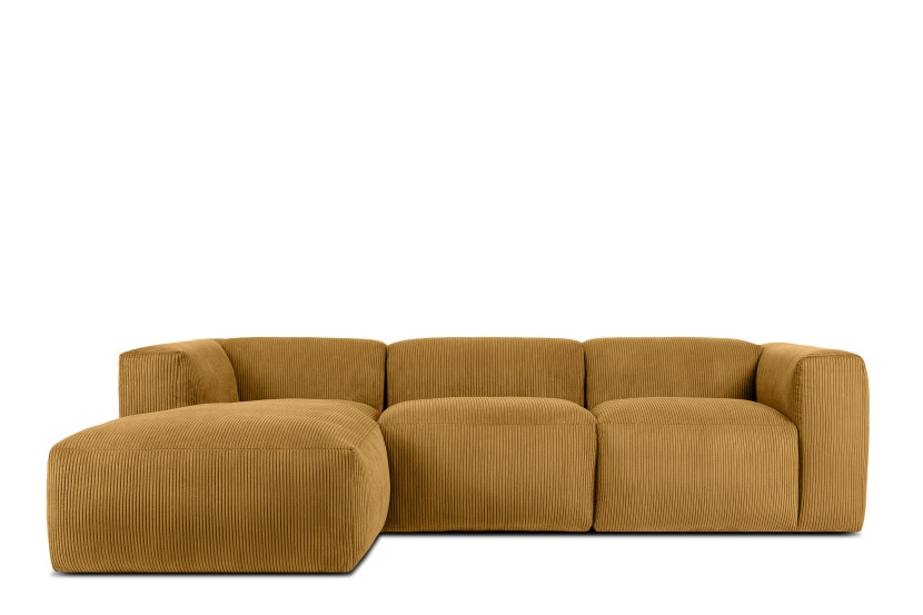 KONSIMO BUFFO Narożnik modułowy lewy, żółty sztruks, szer. 285 cm 850021