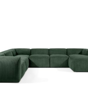 KONSIMO BUFFO Narożnik U ciemnozielony, miękkie siedzisko, styl boho 850024 KONSIMO BUFFO Narożnik U ciemnozielony, miękkie siedzisko, styl boho 850024