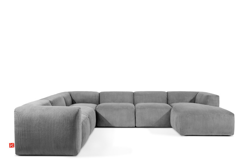 KONSIMO BUFFO Narożnik U jasnoszary, miękkie siedzisko, styl boho 850026