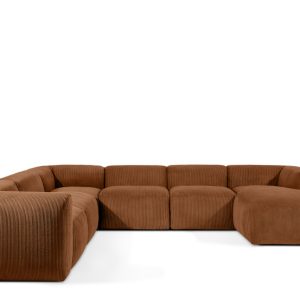 KONSIMO BUFFO Narożnik U rudy sztruks, miękkie siedzisko, styl boho 850040 KONSIMO BUFFO Narożnik U rudy sztruks, miękkie siedzisko, styl boho 850040