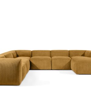 KONSIMO BUFFO Narożnik U żółty sztruks, miękkie siedzisko, styl boho 850037 KONSIMO BUFFO Narożnik U żółty sztruks, miękkie siedzisko, styl boho 850037