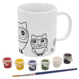 Kubek do malowania z farbkami porcelanowy sowa 330 ml 155802 Kubek do malowania z farbkami porcelanowy sowa 330 ml 155802