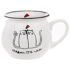 Kubek do picia kawy herbaty ceramiczny kotki 300 ml 155844 Kubek do picia kawy herbaty ceramiczny kotki 300 ml 155844