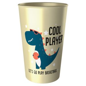 Kubek Dziecięcy 250Ml Do Szkoły Do Przedszkola Plastikowy Dino Beżowy 750643