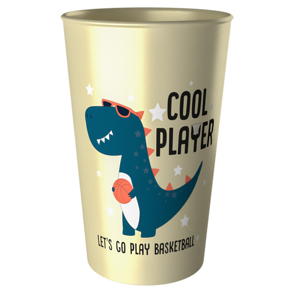 Kubek Dziecięcy 250Ml Do Szkoły Do Przedszkola Plastikowy Dino Beżowy 750643