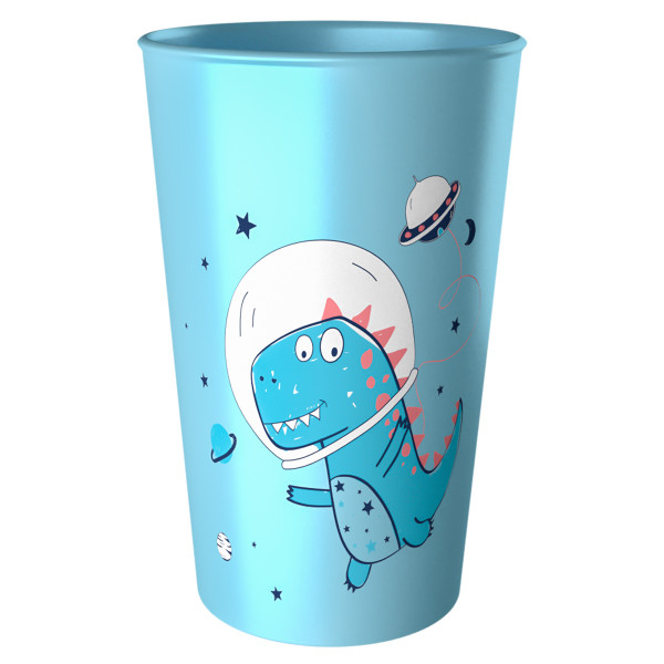 Kubek Dziecięcy 250Ml Do Szkoły Do Przedszkola Plastikowy Dino Niebieski 750640