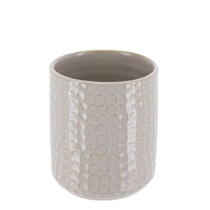 Kubek łazienkowy Nolan Beżowy Ceramiczny 350 ml nowoczesny prążkowany 669248 Kubek łazienkowy Nolan Beżowy Ceramiczny 350 ml nowoczesny prążkowany 669248
