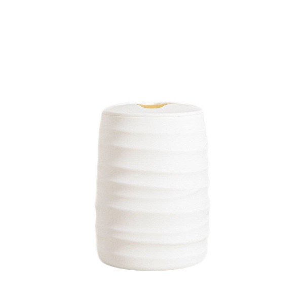 Kubek łazienkowy TORUS z tłoczeniem biały 8,2x8,2x11 cm HOMLA 1037737