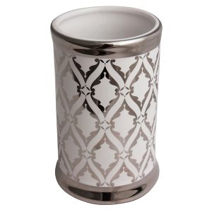 Kubek na szczoteczki do zębów ceramiczny Glaze srebrny 50231 Kubek na szczoteczki do zębów ceramiczny Glaze srebrny 50231