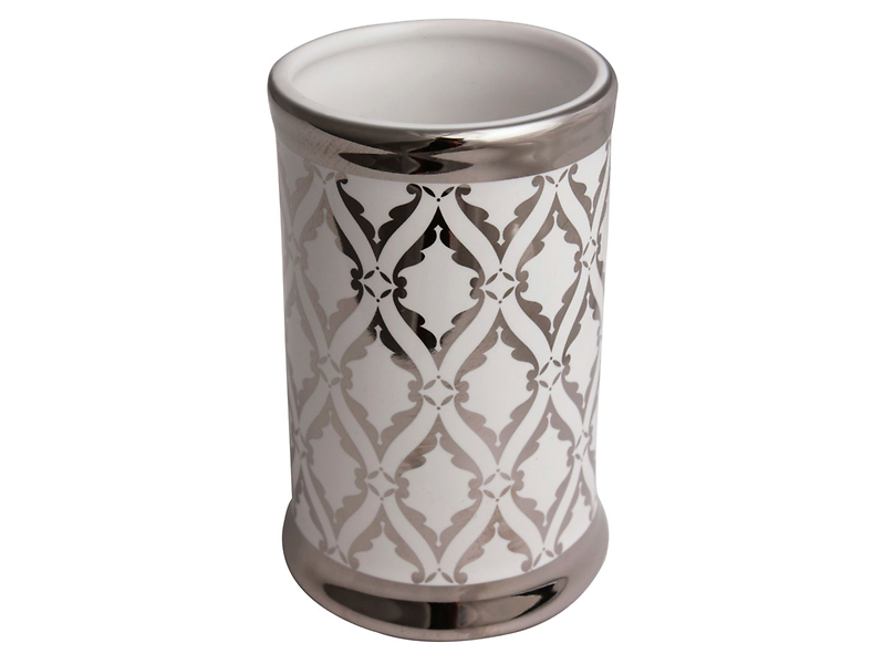 Kubek na szczoteczki do zębów ceramiczny Glaze srebrny 50231