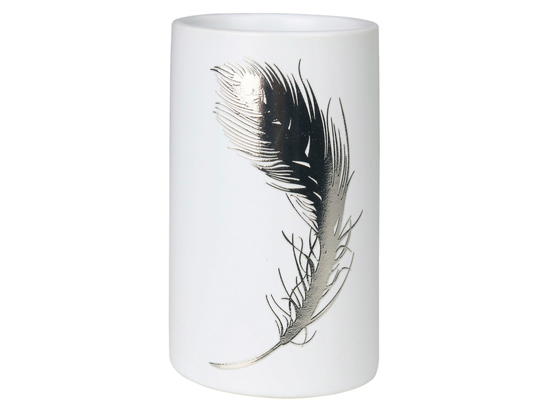 Kubek na szczoteczki do zębów ceramiczny Piume biały 50293