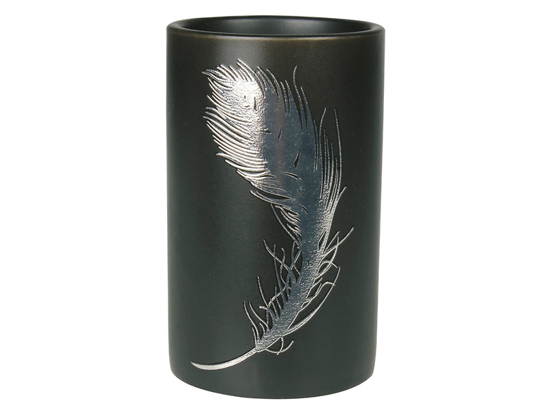 Kubek na szczoteczki do zębów ceramiczny Piume czarny 50294