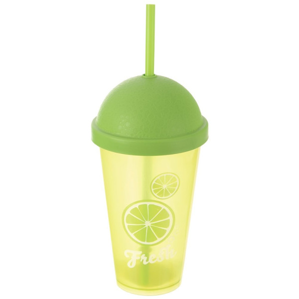 Kubek plastikowy z pokrywką i słomką 450 ml 353841