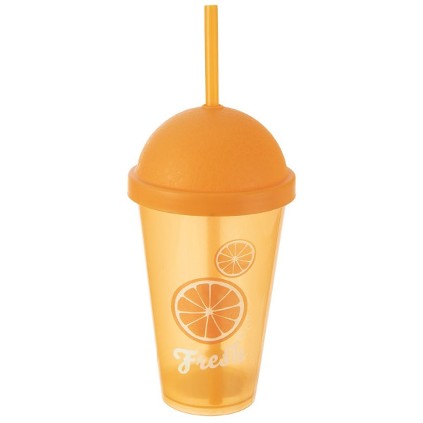 Kubek plastikowy z pokrywką i słomką 450 ml 353923