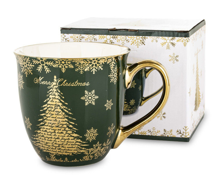 Kubek porcelanowy 11x15x11,5 cm CONIFERE 560 ml zielony 826799