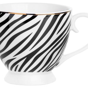 Kubek porcelanowy na nóżce Savana 400ml czarno-biały 78797