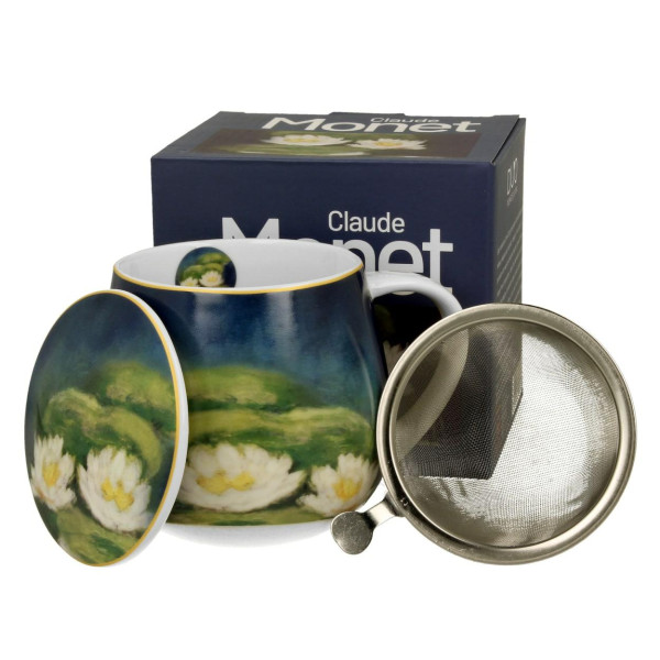 Kubek porcelanowy z zaparzaczem Monet Nenufary 430 ml Klasyczny 676341
