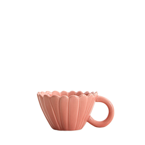 Kubek RASSET z kwiatem różowy 150 ml HOMLA 955353