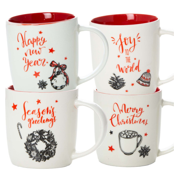 Kubek Świąteczny 370 Ml Boże Narodzenie Zestaw Ceramiczny X4 360315