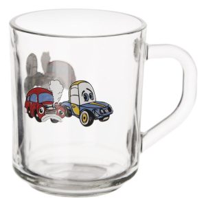 Kubek szklany 230 ml Vilde AUTO dla dziecka z nadrukiem dziecięcy 155886 Kubek szklany 230 ml Vilde AUTO dla dziecka z nadrukiem dziecięcy 155886