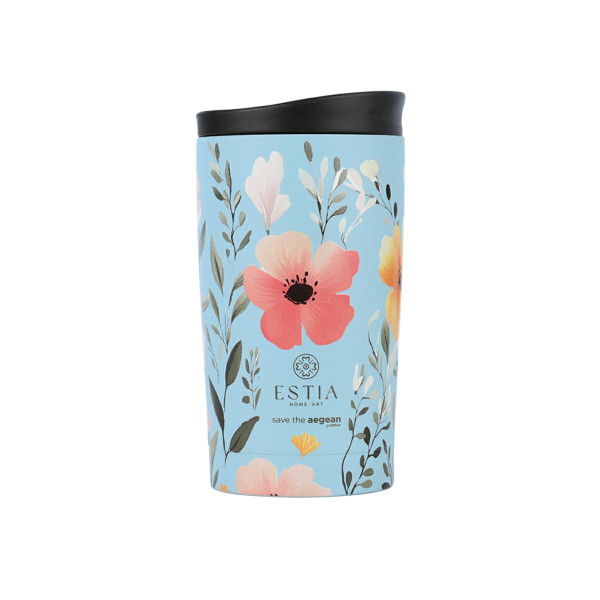 Kubek termiczny 350 ml Sky Garden stalowy niebieski w kwiaty 1032007