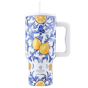 Kubek termiczny Amalfi Coast 900 ml stal nierdzewna w cytryny ze słomką 874039 Kubek termiczny Amalfi Coast 900 ml stal nierdzewna w cytryny ze słomką 874039