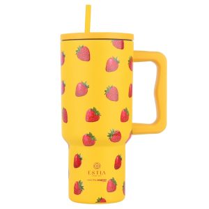 Kubek termiczny Berry Bright 900 ml stal nierdzewna żółty ze słomką 874043 Kubek termiczny Berry Bright 900 ml stal nierdzewna żółty ze słomką 874043