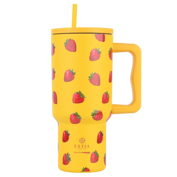 Kubek termiczny Berry Bright 900 ml stal nierdzewna żółty ze słomką 874043