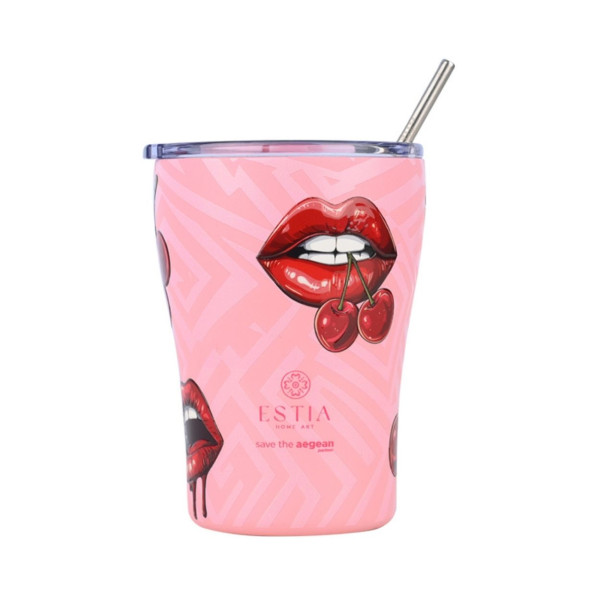 Kubek termiczny Blush Pop 350 ml stal nierdzewna różowy ze słomką 854753