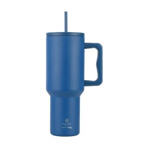 Kubek termiczny Denim Blue 1200 ml stal nierdzewna niebieski ze słomką 853055 Kubek termiczny Denim Blue 1200 ml stal nierdzewna niebieski ze słomką 853055