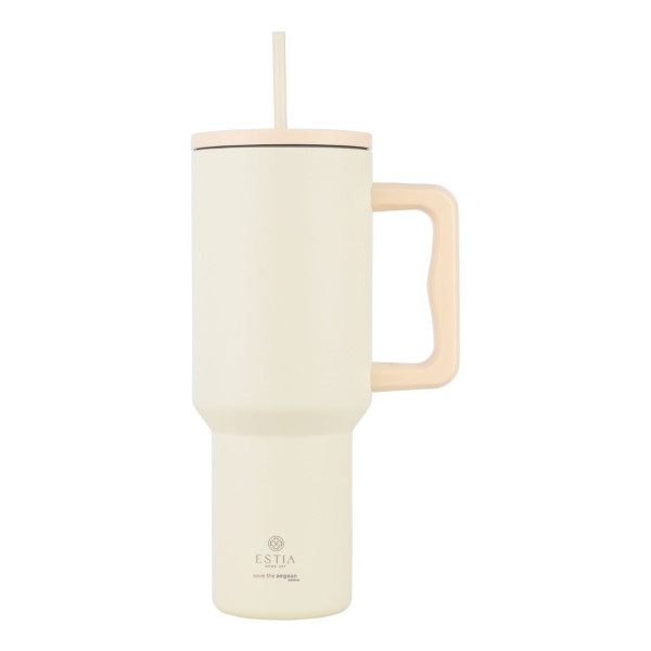 Kubek termiczny Lily White 1200 ml stal nierdzewna kremowy ze słomką 853062