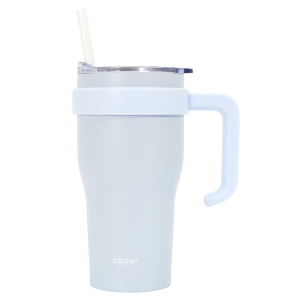 KUBEK TERMICZNY Miami 600 ml chłodna szarość z uchwytem i słomką 652219